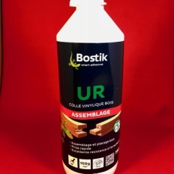 BOSTIK - Colle à bois UR - biberon 750 grs - colle vinylique, prise rapide,  spécial D2, réf. 30604661