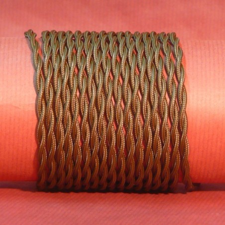 Câble électrique tissu torsadé marron 2X0.50