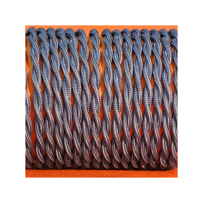 Câble électrique torsadé tissu bleu 2x0.75mm.