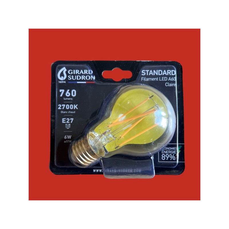 Ampoules led E27 standard 6 watt claires