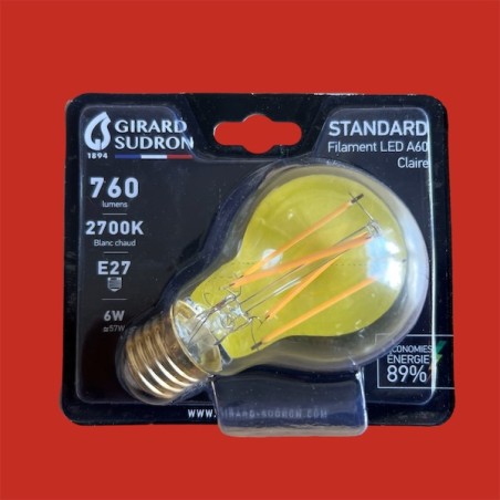 Ampoules led E27 standard 6 watt claires