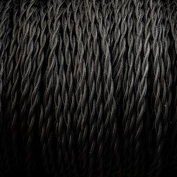 Câble électrique torsadé tissu noir 2X0.50