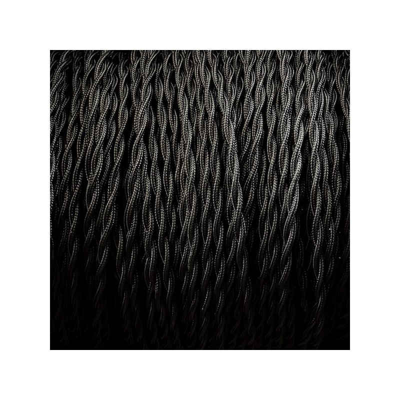 Câble électrique torsadé tissu noir 2X0.50