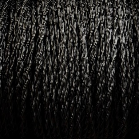 Câble électrique torsadé tissu noir 2X0.50