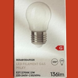 Ampoules spheres G45 E27 2W milky