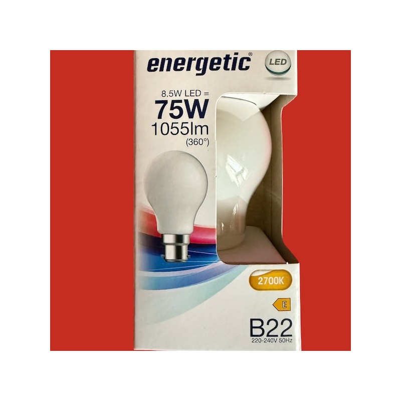 Ampoules standard B22 LED 8,5W opaline