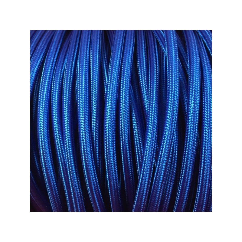 Fil électrique tissu bleu 2x0.75 rond
