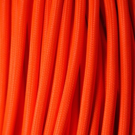 Câble électrique tissu "fluo" rouge.