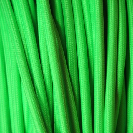 Câble électrique tissu "fluo" vert.