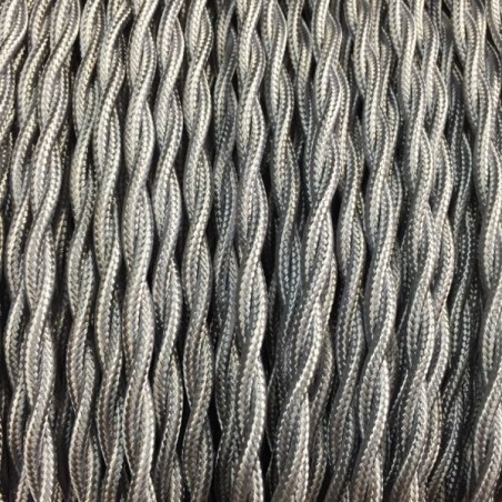 Câble fil électrique tissu torsadé gris
