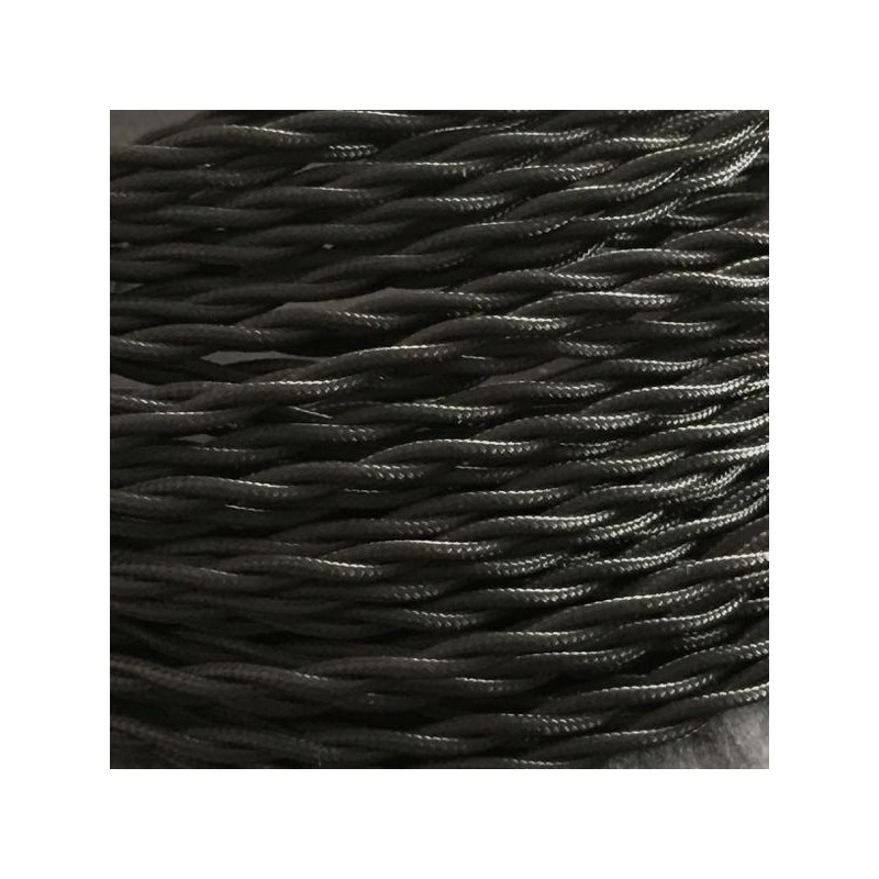 Câble électrique tissu 0,35 torsadé noir 