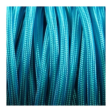 Câble électrique tissu rond bleu turquoise