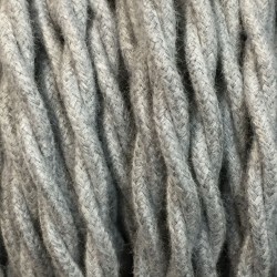 câble électrique tissu torsadé coton gris