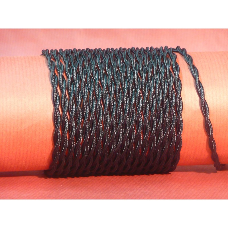 Câble électrique torsadé tissu noir 2X0.75